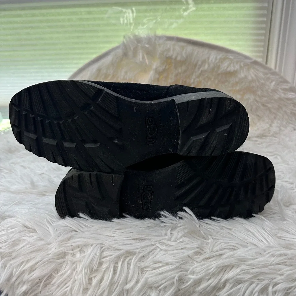 UGG Jillian Shearling Lined Black Suede Riding Zip Tall Winter Boots sz 7